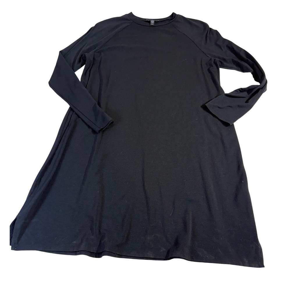 Eileen Fisher Jersey Dress PS Black Long Sleeve Raglan